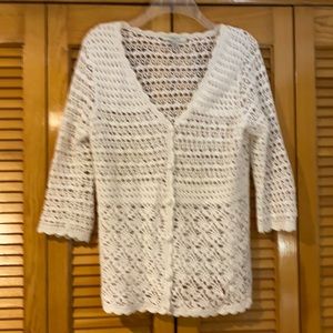 White eyelet 3/4 sleeve top size S